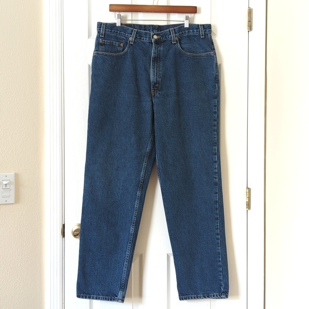 Levi's 90's Vintage 550 Dark Wash Relaxed Fit Tapered Leg Denim Jeans 38 x 32